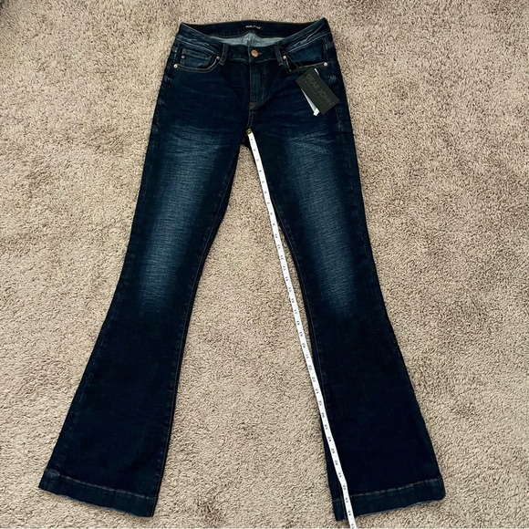 Dear John Dark Wash Mid Rise Flare Distressed Denim Wide Leg Jeans SZ 27 BNWT - Picture 9 of 12